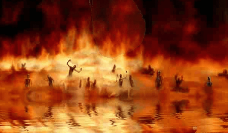 Lake that burns with fire and sulpher