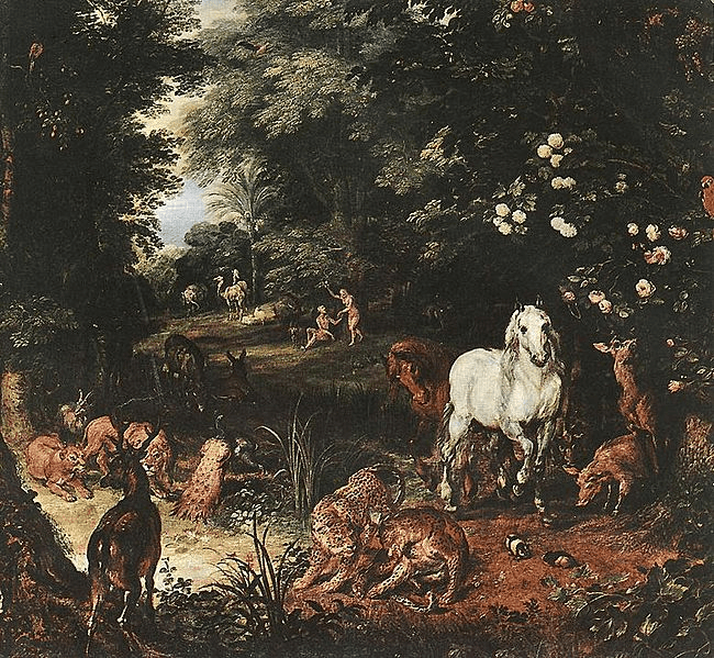 Eve giving the apple to Adam ("The Original Sin" by Brueghel)