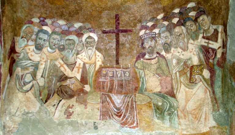 Byzantine fresco representing the first Council of Nicaea.