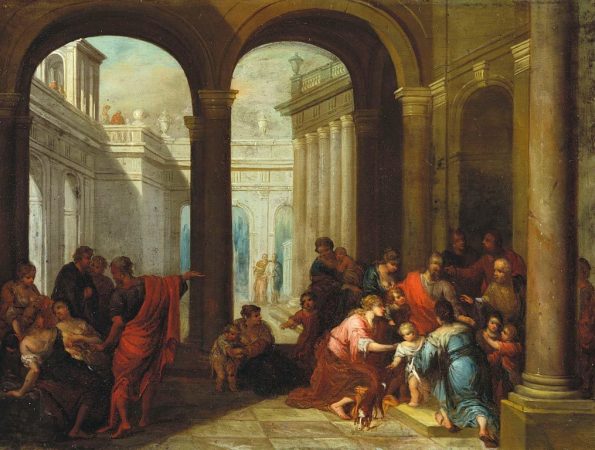 17. HTT-Christ_Blessing_the_Children-Huens_(active_c._1620)_RCIN_402998-Royal_Collection Little children gathering around Jesus